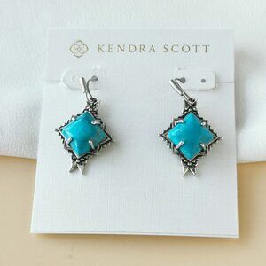 NEW Kendra Scott Cass Vintage Silver Variegated Dark Teal Earrings